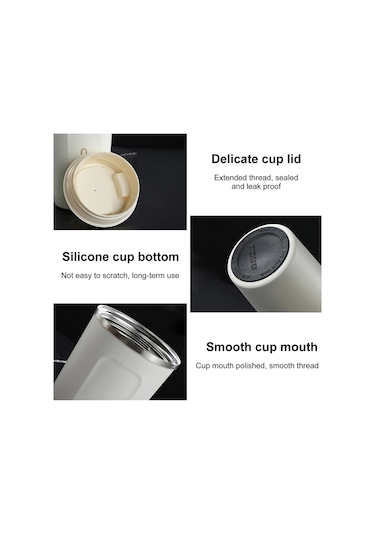 Hallow Paslanmaz Çelik Vakumlu Yalıtımlı Taşınabilir Termos Bardak Siyah