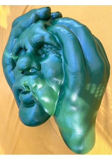 Soyut 3d Yüz Heykeli Modern Duvar Dekoru Çağdaş Yüz Formlu Duvar Heykeli 50x39 Cm Dev Heykel