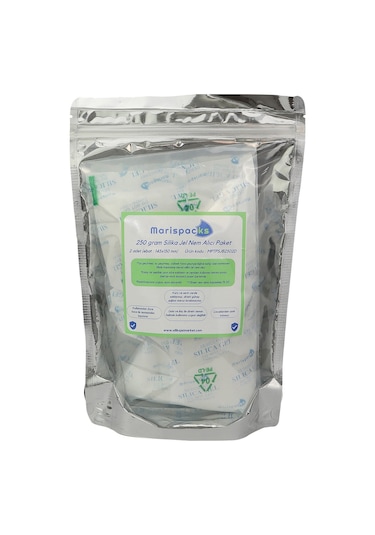 Marispacks 250 G X 2 Adet Silikajel Nem Alıcı Paket Nonwoven, Metalize Doypack Ambalajda