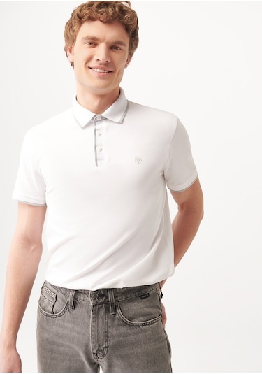 Mavi - Beyaz Polo Tişört 062373-27879 Beyaz