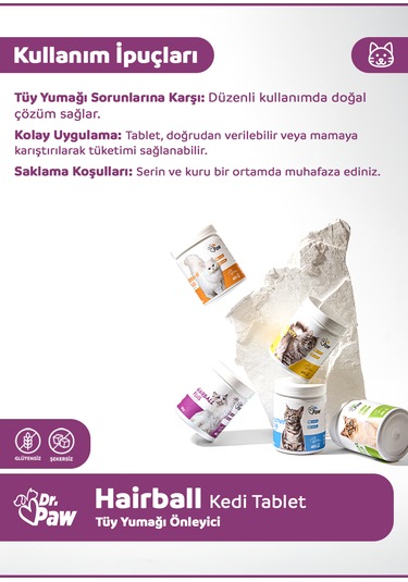 Dr. Paw Hairball Plus Tüy Yumağı Engelleyici Çiğnenebilir Tablet 90 G