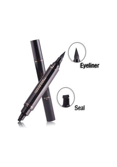 Sones 2'si 1 Arada Siyah Su Geçirmez Çift Başlı Hızlı Kuruyan Eyeliner Mühür Damga Kalemi