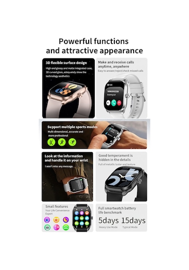 Samdoo Jx629 Akıllı Bileklik Sağlık İzleyici - 2.01" Ips Ekran, Ip68 Su Geçirmez, Kalp Atımı/tansiyon/uyku Takibi, Çoklu Spor Modu, İos/android Desteği