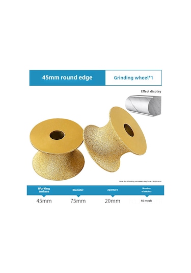 Wezone Mermer, Kuvars Ve Çanak Taşları İçin Yarım Dairesel Taş Zımpara Tekerleği - 45mm Zımparalama Kalınlığı, Fırçalı Elmas, Köşe Zımparasıyla Hassas Düzenleme