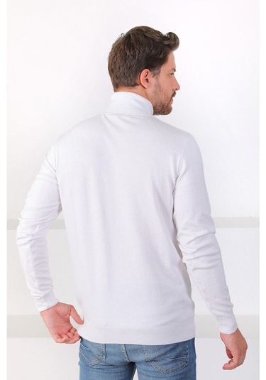 Ferraro Beyaz Balıkçı Yaka Pamuk Kazak Beyaz