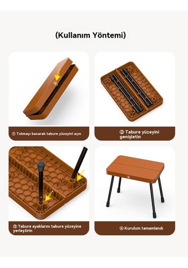 Edwardest Dış Mekan Kamp Saklama Kutusu Katlanır Tabure Katlanabilir Taşınabilir Sandalye Kahverengi