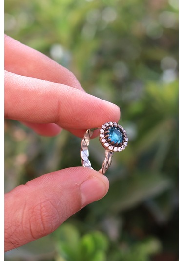 Akuamarin Taşlı El İşi Otantik Gümüş Kadın Yüzük 201024754 Gümüş