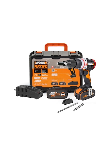 Worx WX354.4 20 V 4.0 AH Li-Ion Çift Akülü Kömürsüz Şarjlı Darbeli Matkap