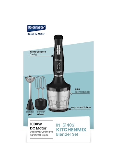 Goldmaster IN-6140S Kitchenmix 1000 W Blender Seti