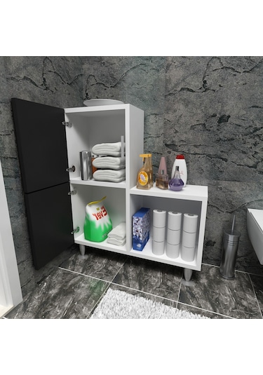 Moonlife 2 Kapaklı L Çok Amaçlı Banyo Dolabı Siyah