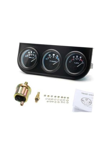 Besthome1 52mm Üçlü Gösterge: Voltaj, Su Sıcaklığı, Yağ Basıncı - Krom Kaplama, Siyah Kadran Fahrenheit