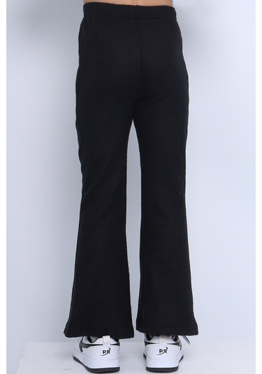 Kız Çocuk Triko Tayt İspanyol Paça D2 Siyah