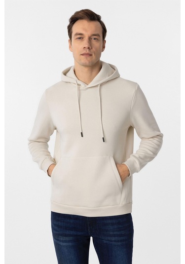 SÜVARİ Bej Regular Düz Kapüşonlu Yaka Sweatshirt Bej