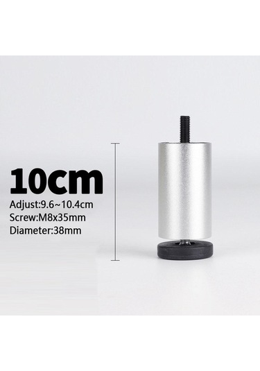 Suntek 4 Adet Alüminyum Alaşımlı Mobilya Ayakları Gümüş-10cm Çok Renkli