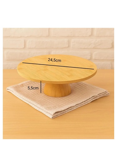 Oval Ayaklı Bambu Sunum Standı Doğal Ve Şık 24,5 5,5 Cm Sunum Tabağı 2 Parça Set Bambu