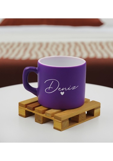 Bk Gift Kişiye Özel İsimli Mor Renkli Middle Çay & Kahve Fincanı-1, Arkadaşa Hediye, Sevgiliye Hediye, Doğum Günü Hediyesi Kobitmeyencom32485 Bk Gift