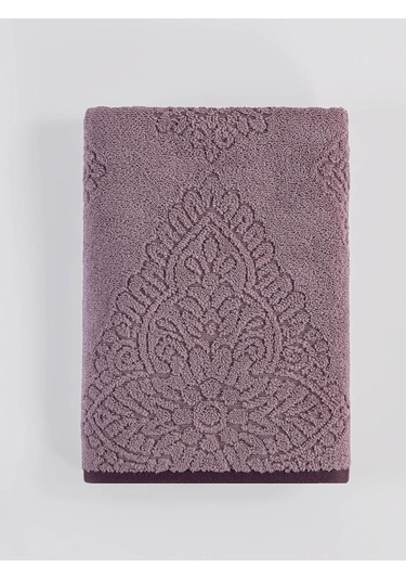 Pamuk Tekli Havlu Jakarlı Karna Premıum Vance - 70 X 140 Pudra