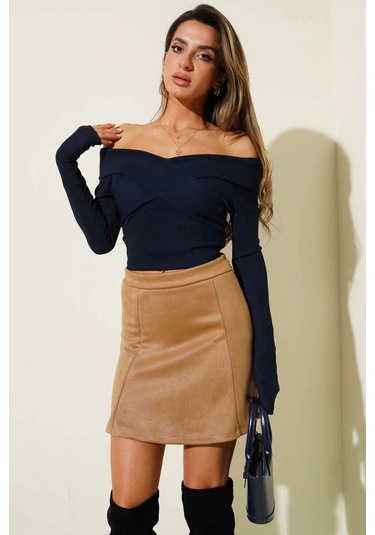 Madonna Çapraz Yaka Bluz Lacivert T4331 Lacivert