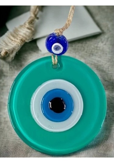 Yeşil Nazar Boncuklu Duvar Süsü 10 Cm Cam Duvar Dekoru