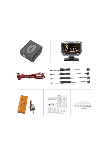 Kablosuz Park Sensörü Kiti Lcd Ekran 4 Radar Sensörü 65db Buzzer