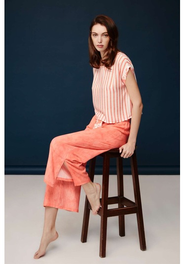 Bonnie&Clyde - Kadın Somon Viskon Pijama Takımı -5214 Somon