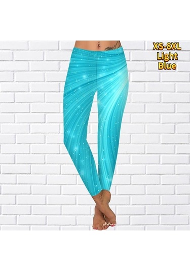 Novahub Açık Mavi Bayan Beyaz Nokta Baskılar Streç Yoga Tayt Spor Koşu Spor Salonu Spor Aktif Pantolon Açık Mavi - 3xl Açık Mavi