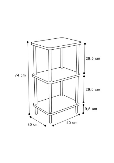 3 Raflı Ahşap Kitaplık Raf Ahşap Gazetelik Ayakkabılık -beyaz