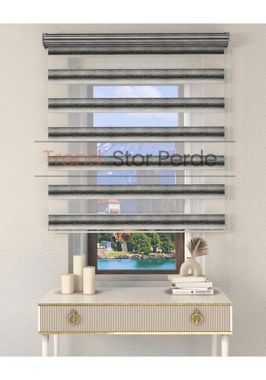 Siyah Yeşil Geçişli Etek Dilimsiz Zebra Stor Güneşlik Perde Siyah-yeşil