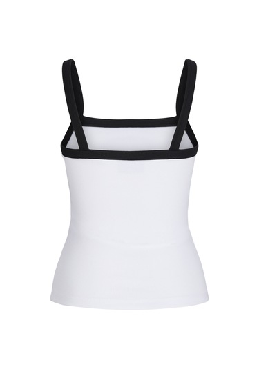 Streç Kalip Nakis Islemeli Kare Yaka Bluz - Fifi - 12276337 Bright White