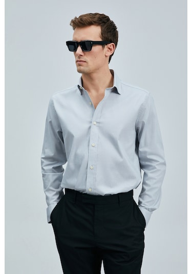 Lufian Danıel Erkek Basic Gömlek Regular Fit Gri Gri 111010633100150 Gri