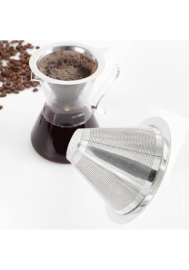 Kosona 304 Paslanmaz Çelik Kahve Filtresi, Kağıt Olmadan Tekrarlı Kullanım, 2-4 Bardak Kapasitesi, Isıya Dayanıklı, Kolay Temizlenir Kırmızı Sarı