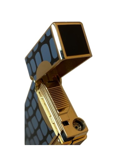 Vindiesel Gold Siyah Gri Taş Desen Tek Torch Pürmüz Puro Çakmağı - Tr6682