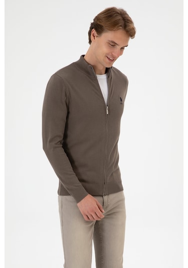 U.s. Polo Assn. Erkek Vizon Hırka Triko 50313684-vr052 Vizon