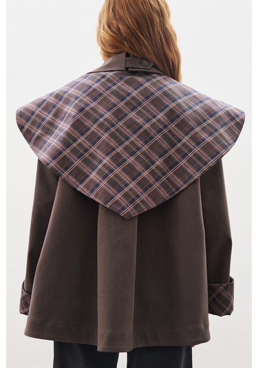 Greta Şal Detaylı Parka Ceket Kahverengi Kahverengi