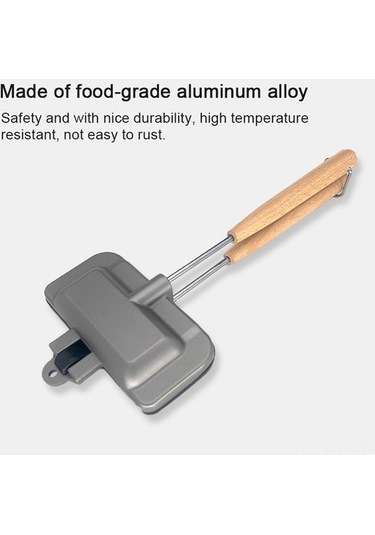 Ebitda Kamp Sandviç Pişirme Tavası Çift Taraflı Sandviç Yapıcı Yapışmaz Alüminyum Çevirme Izgara Tavası Kahvaltı Krep, Kızarmış Ekmek, Omlet İçin Çıkarılabilir Sap İle Siyah Siyah