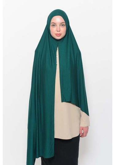 Hazır Pratik Geçmeli Lüks Düz Penye Şal Çapraz Hizalı Yeşil