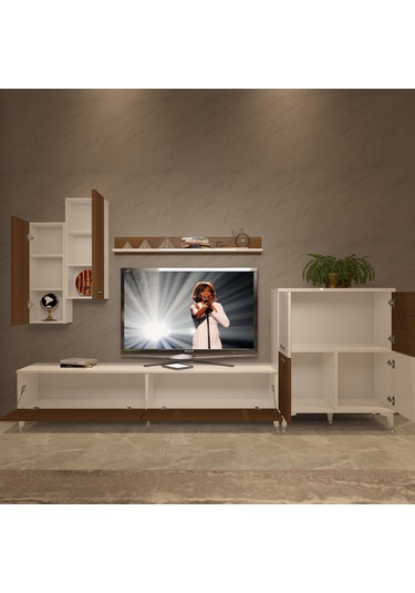 Decoraktiv Eko 6 Slm Std Silver Tv Ünitesi Tv Sehpası Beyaz - Ceviz