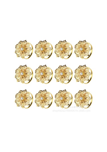 Shineyee Altın Renkli Kristal Çiçek Desenli Alüminyum Servis Bezi Halka - Otel, Noel Dekorasyonu, Dayanıklı Ve Şık Sunum Aksesuarı Diğer