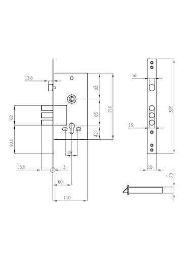 İto Çelik Kapı Alt Kilit 2003k - 754/68k 3 Anahtar