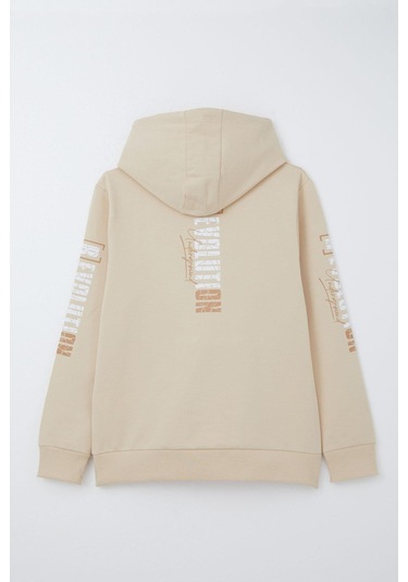 Breeze Erkek Çocuk Sweatshirt Kapüşonlu Kanguru Cepli 9-16 Yaş, Krem Krem