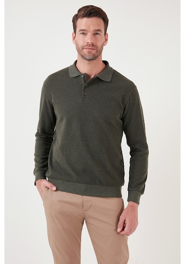 Buratti Pamuk Karışımlı Regular Fit 2'Li Paket Erkek Polo Yaka Kazak 456223S2 Haki-Koyu Gri