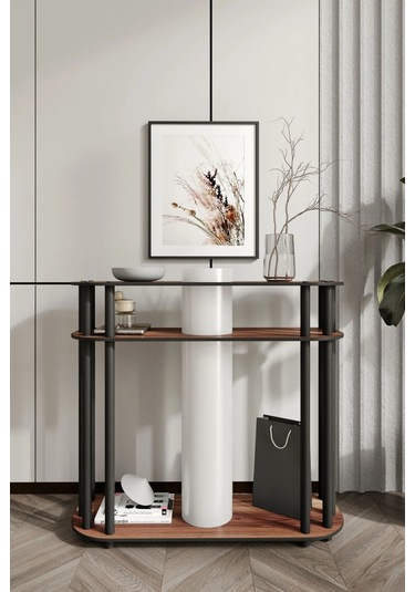 Ravilo Cruise Dresuar Dekoratif Raflı Lambader Ceviz Ceviz