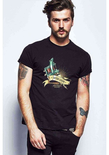 Tatto Legend Retro Baskılı Siyah Erkek Tshirt