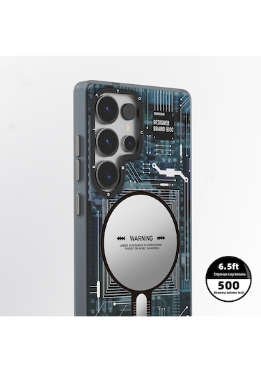 Galaxy Uyumlu S25 Ultra Kılıf Magsafe Şarj Özellikli Youngkit Technology Serisi Kapak Mavi