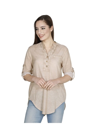 Uzun Kol Şile Bezi Akasya Bluz Toprak Tprk Toprak