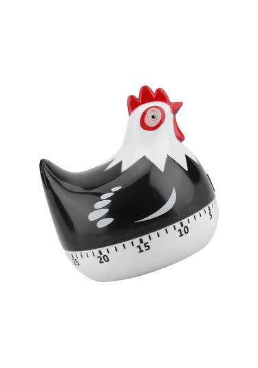 Xindoker Küçük Tavuk Desenli Mekanik Mutfak Zamanlayıcı - 55 Dakika Geri Sayım, Yüksek Sesli Alarm, Pp Malzeme Siyah