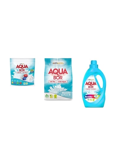 Aquabor Doğal Mineralli Tablet + 4 Kg Beyaz + Sıvı Renkliler 3 Lü Set