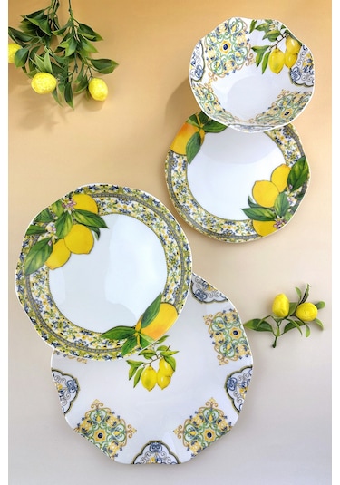 Capri Lemon 2 Kişilik 8 Parça Yemek Takımı Sarı