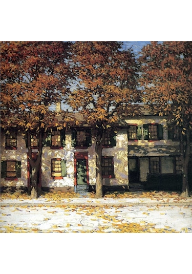 Sonbahar Ağaçlı Manzaralar Doğal Taş Bardak Altlığı 4'lü Set - Natural Stone Coasters - Taş Çok Renkli