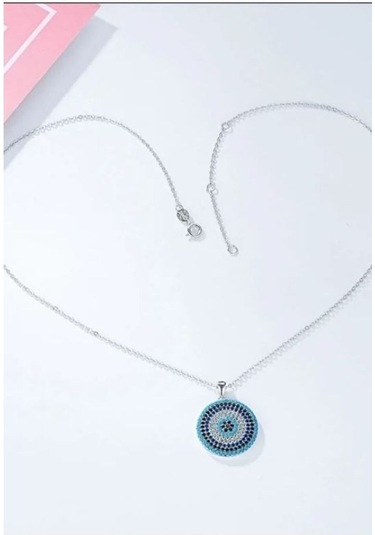 925 Ayar Gümüş Göz Zirkon Taşlı Kolye